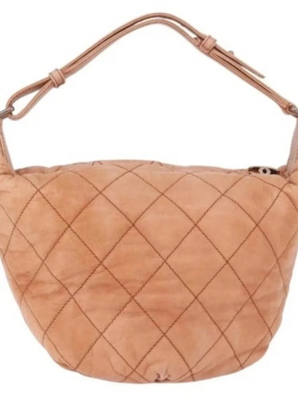 CHANEL Matelasse Shoulder Bag Lamb Skin Orange Gold CC Auth ARZ069V